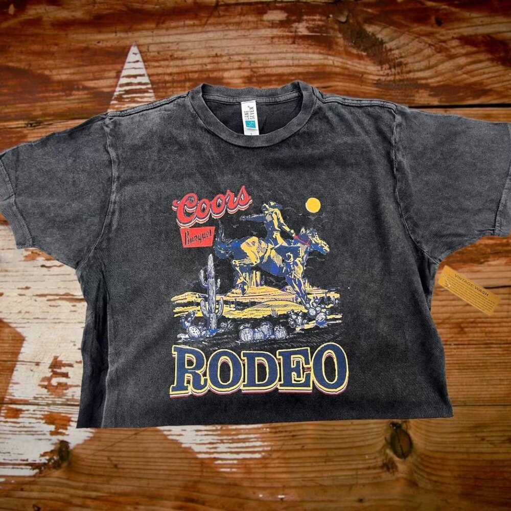 coors banquet rodeo vintage wash crop top